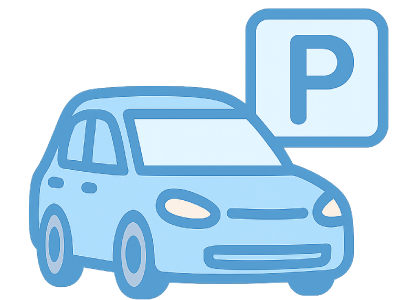 駐車場が広々で使いやすいことをイメージするイラスト