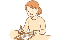 さんさん眼科クリニックの患者様が問診を書いている様子